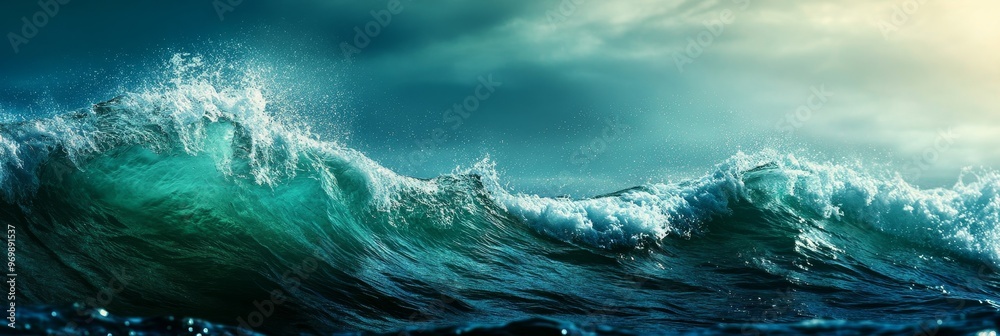 Dramatic ocean scene with large, surging waves crashing against the shore, creating a breathtaking display of power and beauty. The image captures the raw energy of the sea and evokes feelings of wond Dramatic ocean scene with large, surging waves crashing against the shore, creating a breathtaking display of power and beauty. The image captures the raw energy of the sea and evokes feelings of wond