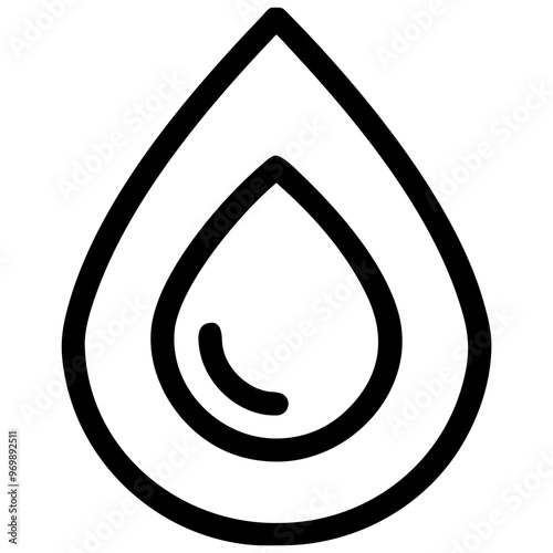 Stylized double water drop icon in minimalistic black and white design representing ecology