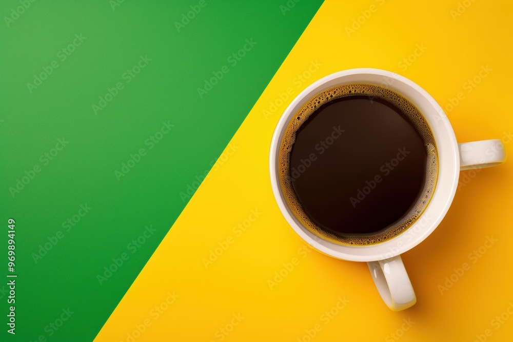 Vibrant Colored Coffee Mugs in Isolated White Background - Hot Drink, Red, Yellow and Green Coffee. Beautiful simple AI generated image