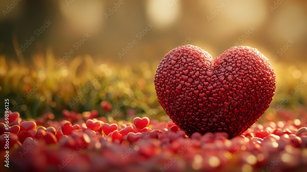 Fototapeta premium A Heart of Hearts A 3D Rendering of a Heart Made of Tiny Hearts, Red Heart, Romantic Concept, Love, Valentine's Day