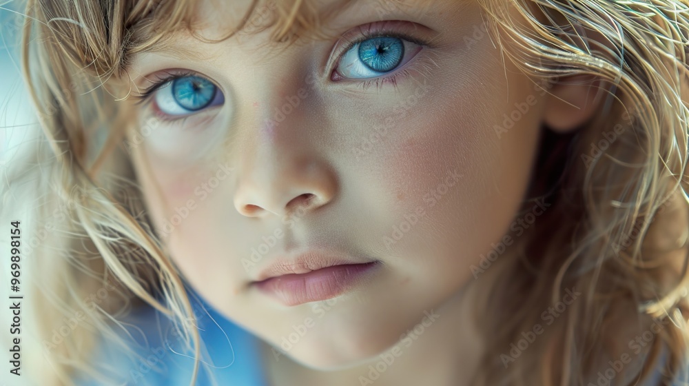 Close-Up Portrait of a Young Girl with Blue Eyes Close-Up Portrait of a Young Girl with Blue Eyes