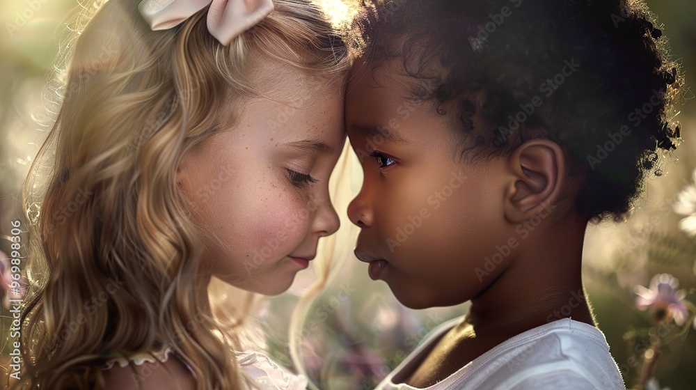Children of Different Races Share a Moment of Tenderness Children of Different Races Share a Moment of Tenderness