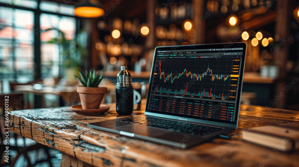 A person trading cryptocurrency on a laptop, with graphs and charts of market trends visible A person trading cryptocurrency on a laptop, with graphs and charts of market trends visible