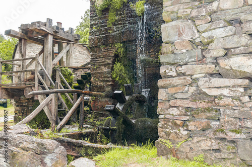 Ancient water mill mechanism and structure captured in detail photo