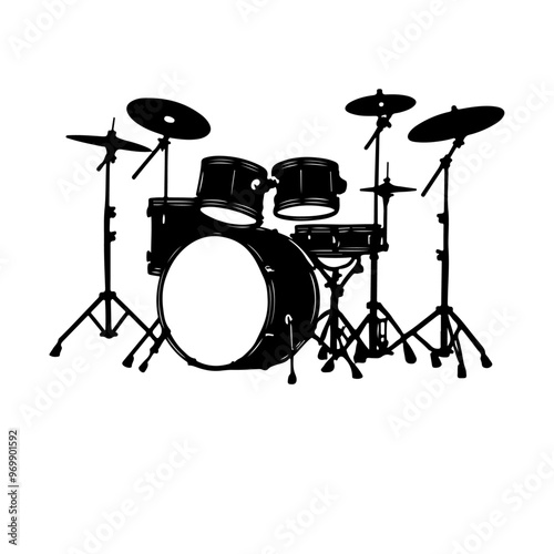 drum kit silhouette vector illustration 