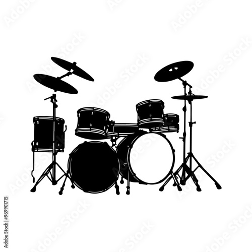 drum kit silhouette vector illustration 