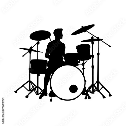 drum kit silhouette vector illustration 