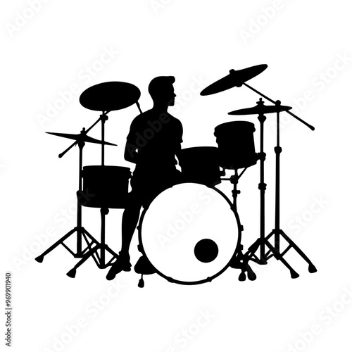 drum kit silhouette vector illustration 