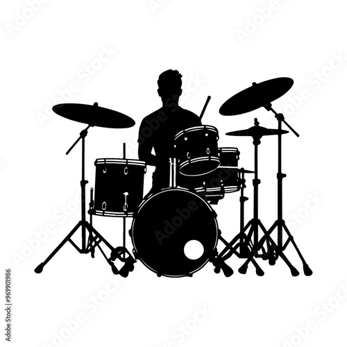 drum kit silhouette vector illustration 