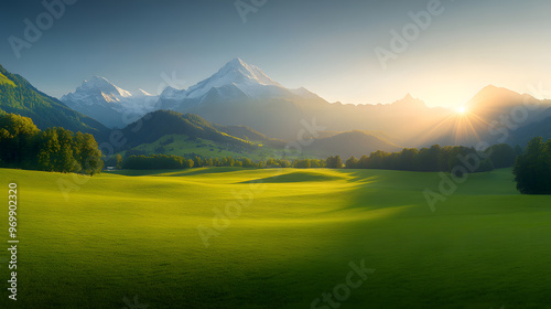 Dawn Reveals the Breathtaking Grandeur of the Swiss Alps, Early Morning Mountain Scenery