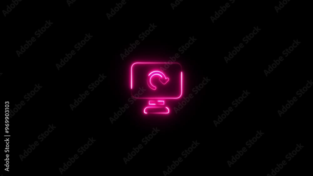 Neon device connect sign icon glowing neon color animation black background. Neon device connect sign icon glowing neon color animation black background.