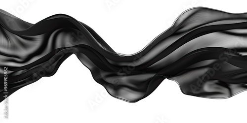 Wavy Black Fabric Floating in Mid-Air