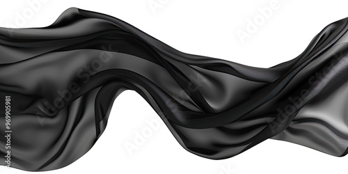 Dynamic Black Silk Fabric with Flowing Movement