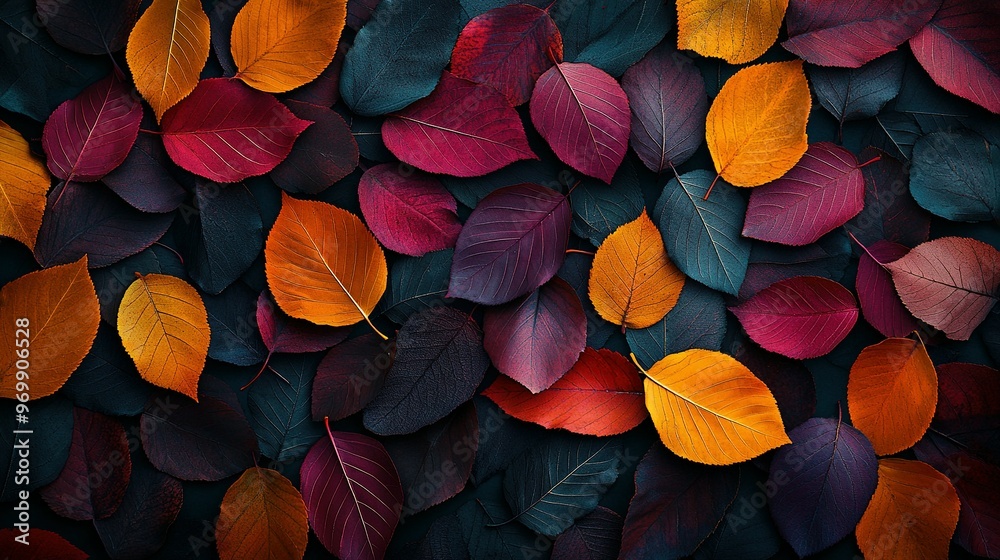A Close-Up View of Vibrant Autumn Leaves A Close-Up View of Vibrant Autumn Leaves