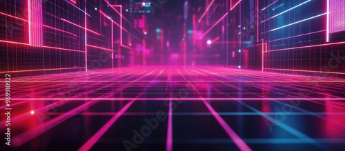 Neon Grid Background.