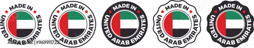 Free Download made in UAE icon set. UAE made product icon suitable for commerce business. UAE badge, seal, sticker, logo, and symbol Variants. Isolated vector illustration - GFXLoad