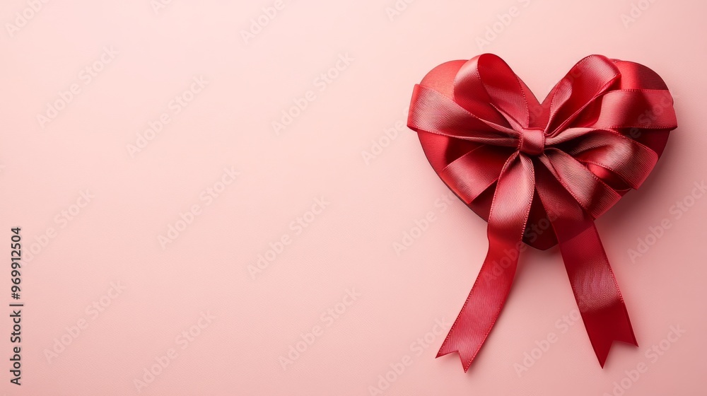 Heart-Shaped Red Ribbon Bow on Pink Background, Valentine's Day, Love, Gift ,valentines day, love, gift Heart-Shaped Red Ribbon Bow on Pink Background, Valentine's Day, Love, Gift ,valentines day, love, gift