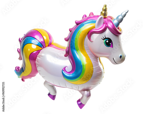 Single unicorn balloons isolated on a transparent or white background photo