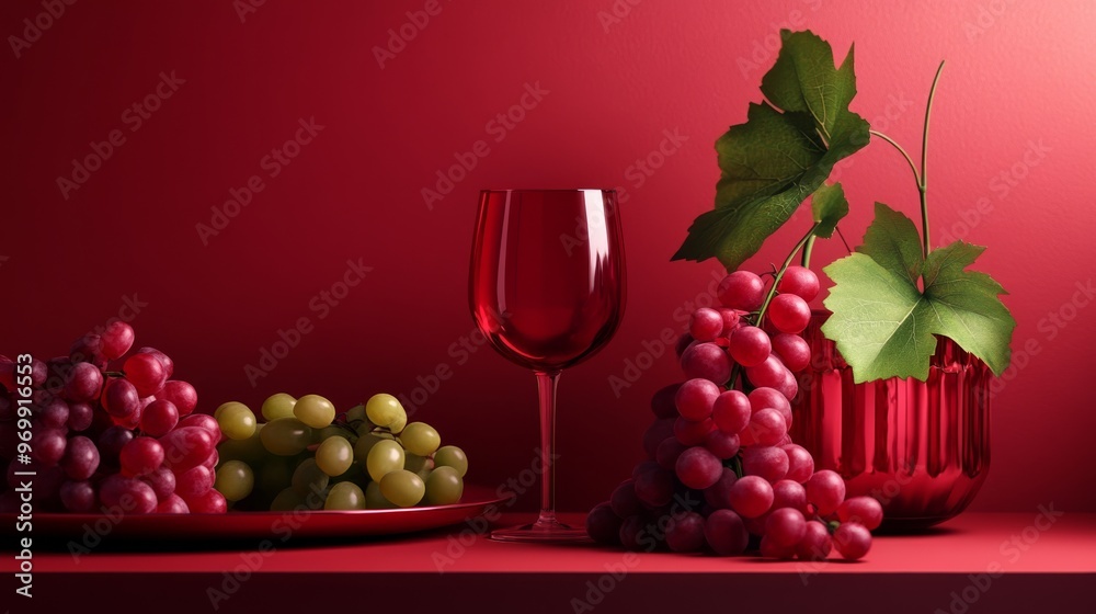 Red Wine and Grapes Still Life, Minimalism, Wine, Grapes, Red, ,