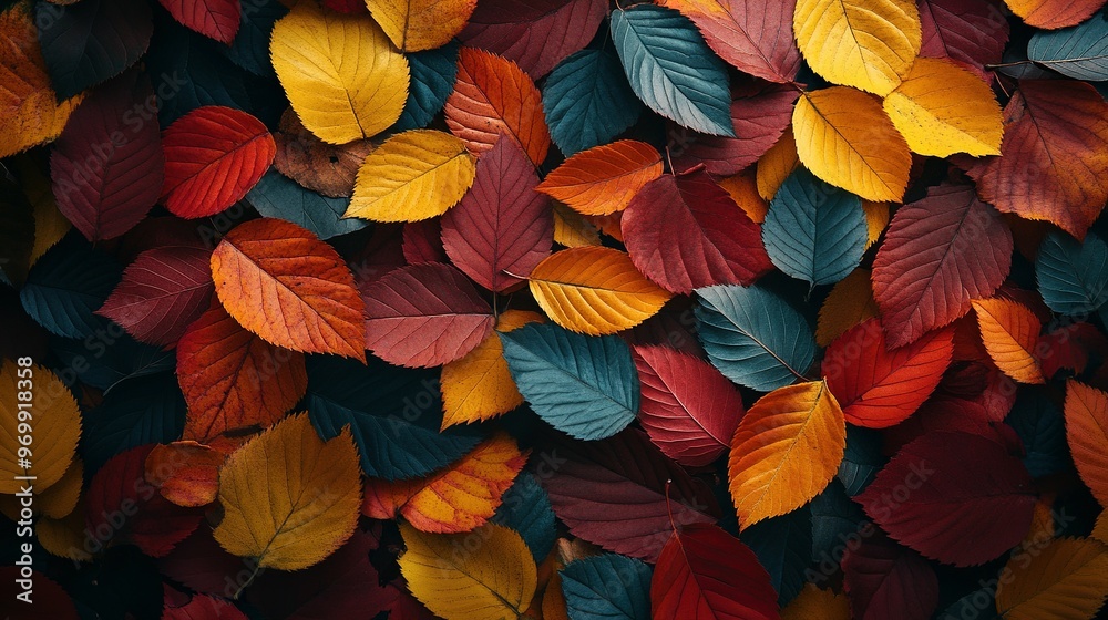A Close-Up of Vibrant Autumn Leaves in Various Hues