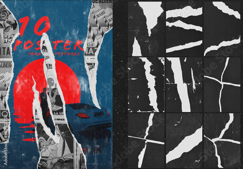 10 Torn Paper Textures Isolated For Poster Design