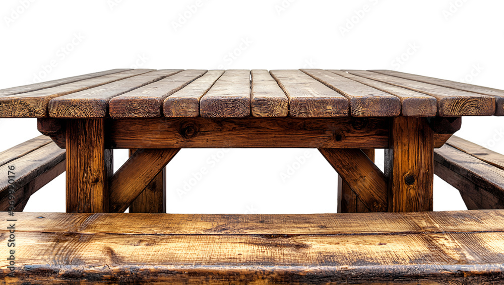 Fototapeta premium a wooden table with benches. 