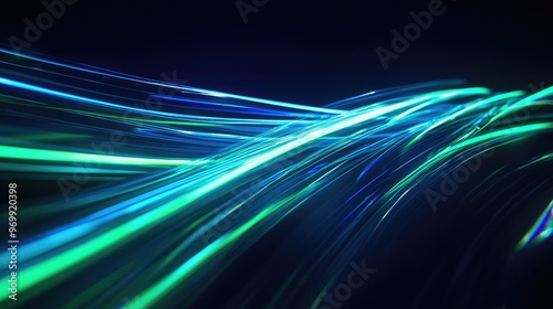 Abstract Blue and Green Light Streaks.