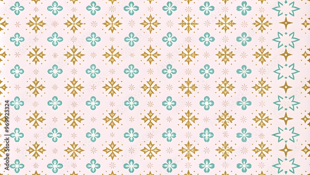 Minimalist background. Golden geometric seamless pattern with tiny floral shapes, small crosses. Simple abstract minimal texture in gold and white color. Modern luxury design. Minimalist background. Golden geometric seamless pattern with tiny floral shapes, small crosses. Simple abstract minimal texture in gold and white color. Modern luxury design.