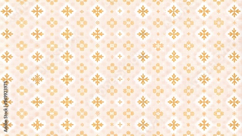 Gold modern minimal floral geometric seamless pattern. Simple vector gold and pink abstract background with small flowers, tiny crosses, grid, and lattice. Subtle minimalist repeat texture.