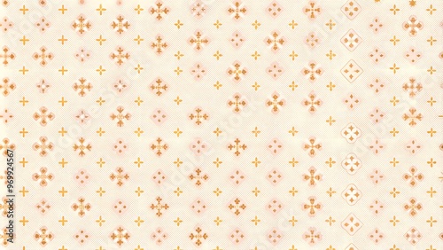 Gold modern minimal floral geometric seamless pattern. Simple vector gold and pink abstract background with small flowers, tiny crosses, grid, and lattice. Subtle minimalist repeat texture.