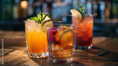 Refreshing Cocktails on a Bar Counter