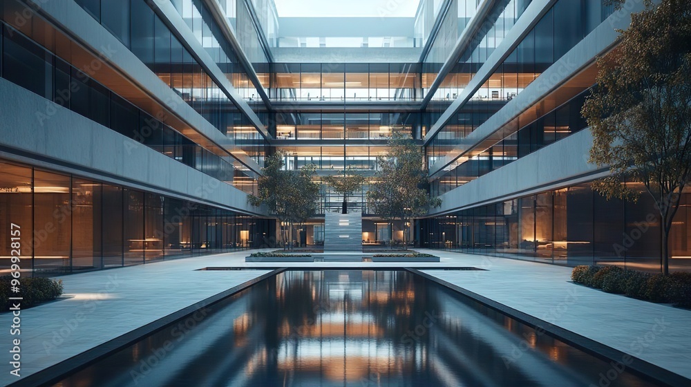 Fototapeta premium Elegant office building architecture highlighted in detailed and innovative design images