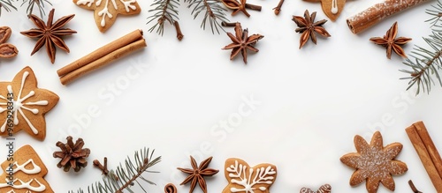 christmas background with cookies and decoration with copy-space