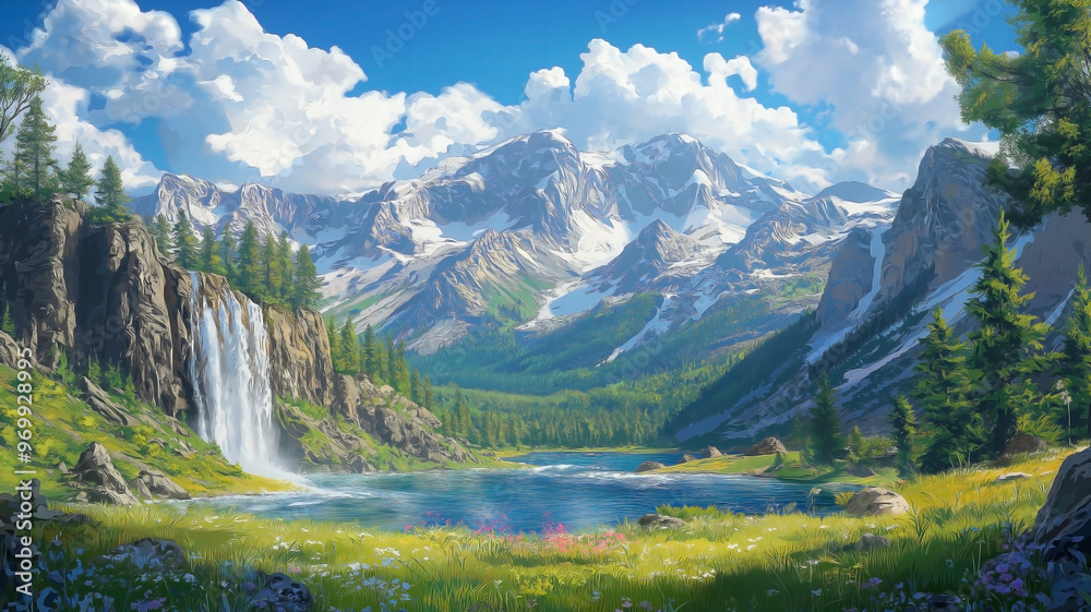 Yellowstone National Park reimagined in anime style Yellowstone National Park reimagined in anime style