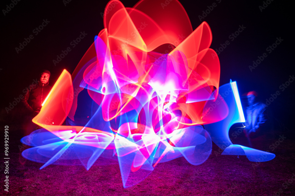 Fototapeta premium Light Saber Fight Long Exposure