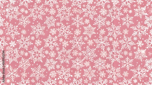 Abstract Snowflakes seamless background. Subtle pattern with small hand-drawn white snowflakes and a blue backdrop. Winter holidays theme, Christmas and New Year texture. 