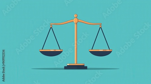 5. Scales of justice with equal weights, representing fairness, flat design illustration