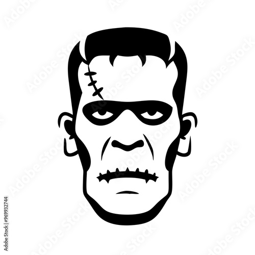 Frankenstein Halloween Icon Silhouette - Transparent Background Clipart 