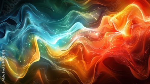 Abstract waves of color blend in a mesmerizing design with dynamic light effects