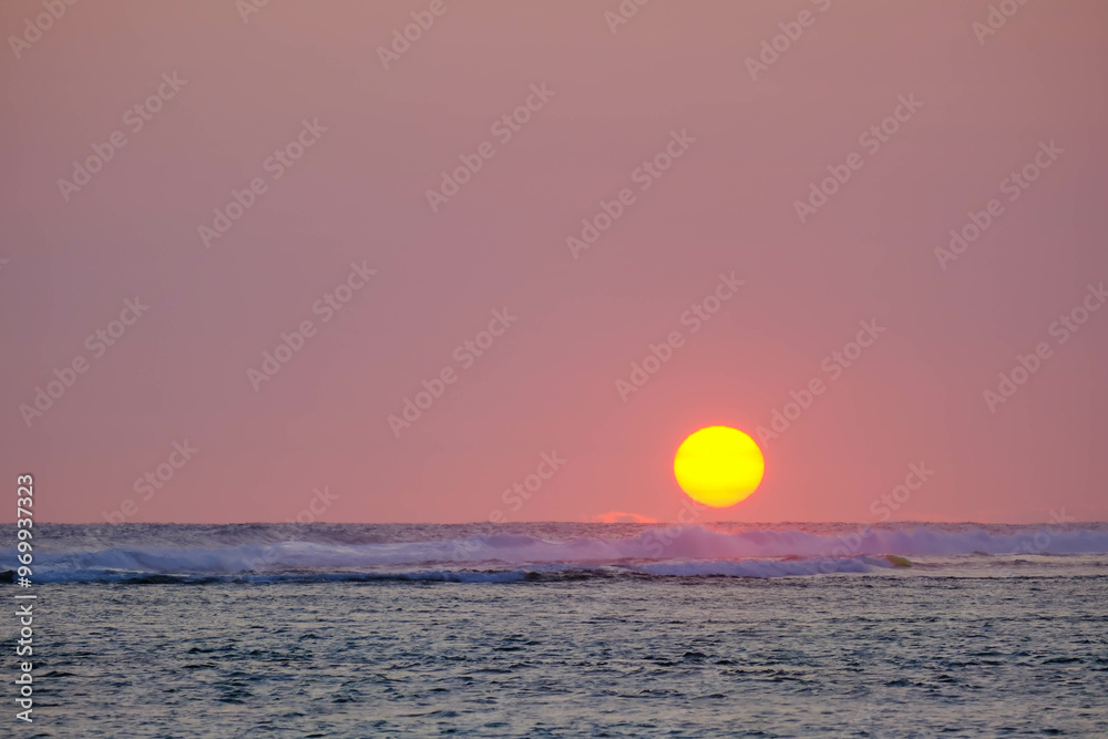 Amazing sunset on the Island of La Reunion, France Amazing sunset on the Island of La Reunion, France