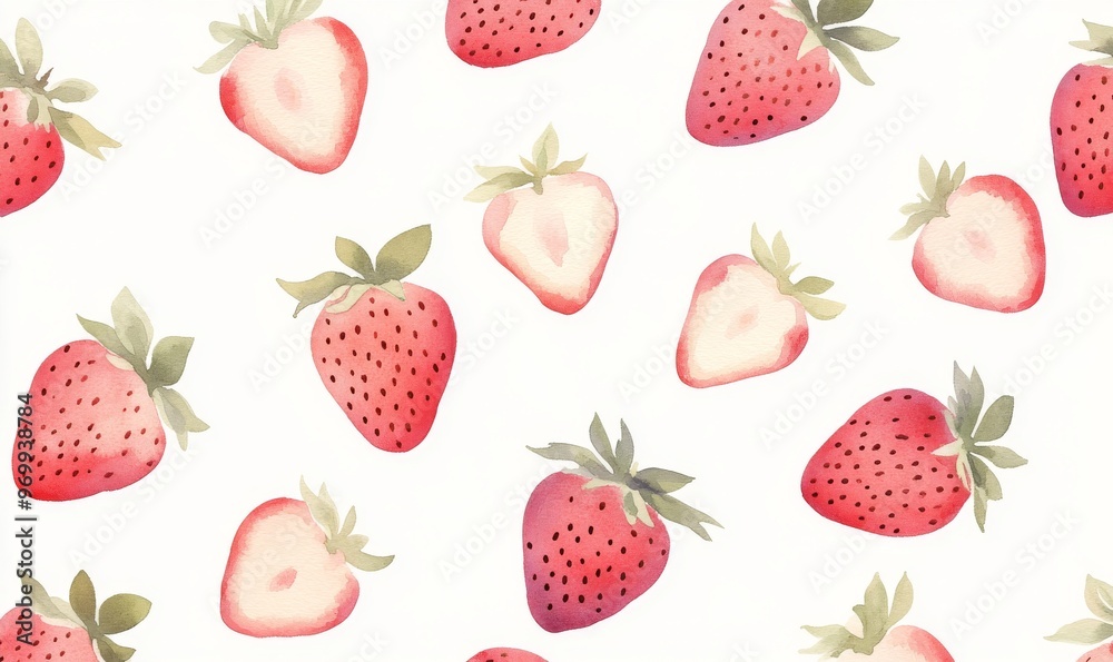 Fresh Strawberries Scattered on a Clean Surface backdrop Fresh Strawberries Scattered on a Clean Surface backdrop