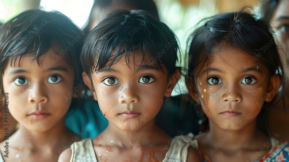 Close-up Portrait of Three Young Girls in South Asia Close-up Portrait of Three Young Girls in South Asia