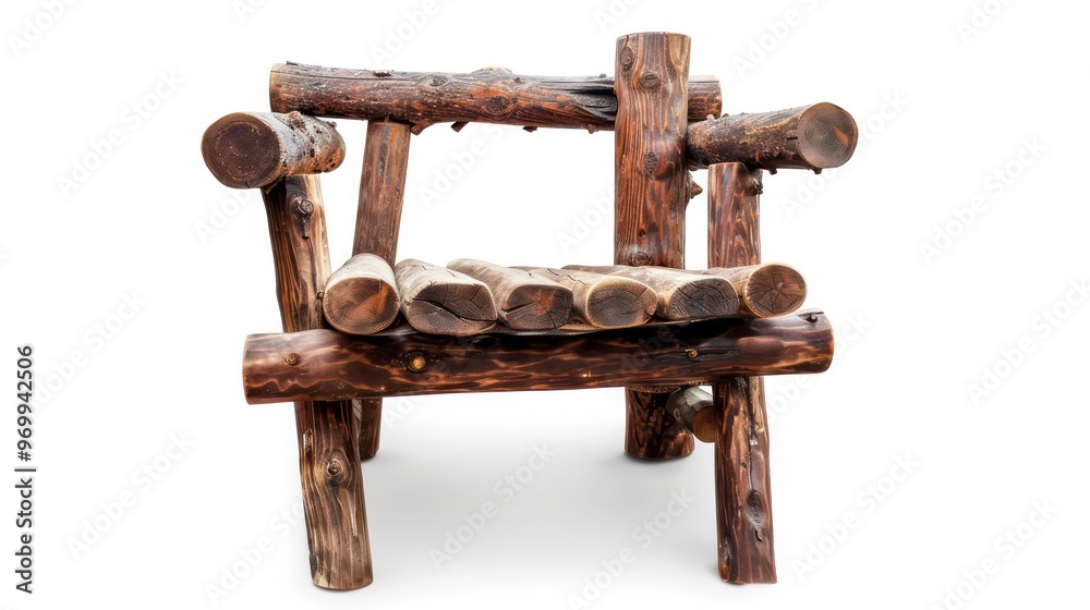 Rustic wooden chair made from tree trunks and branches. Rustic wooden chair made from tree trunks and branches.