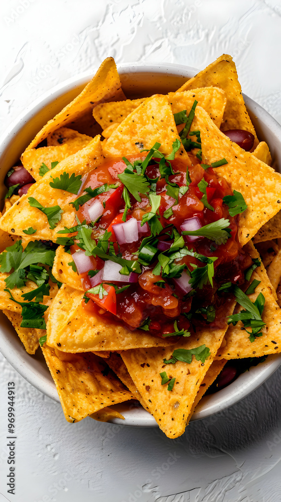 Top View Plate Nachos With Melted Cheese Top View Plate Nachos With Melted Cheese