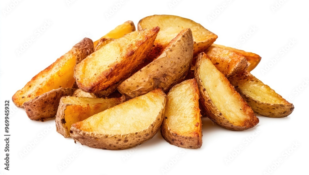 Pile of crispy potato wedges. Pile of crispy potato wedges.
