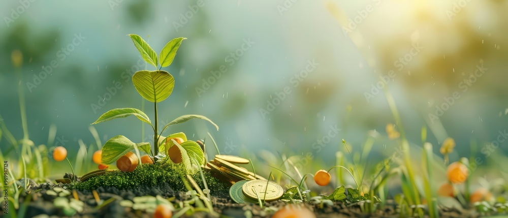 A vibrant seedling emerges from the earth, symbolizing growth, prosperity, and nature's beauty in a sunlit environment. A vibrant seedling emerges from the earth, symbolizing growth, prosperity, and nature's beauty in a sunlit environment.