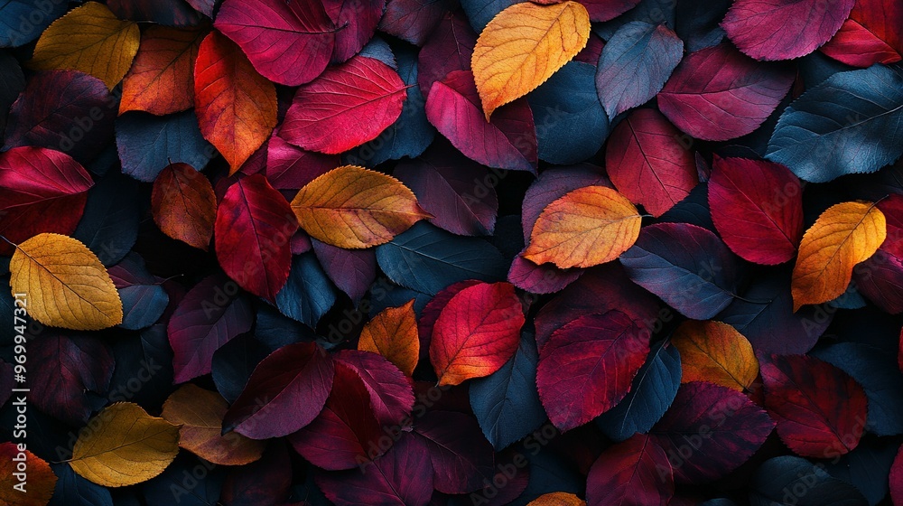 A Close-Up View of Vibrant Autumn Leaves A Close-Up View of Vibrant Autumn Leaves