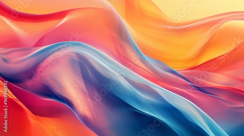 Abstract flowing colorful fabric waves in motion photo