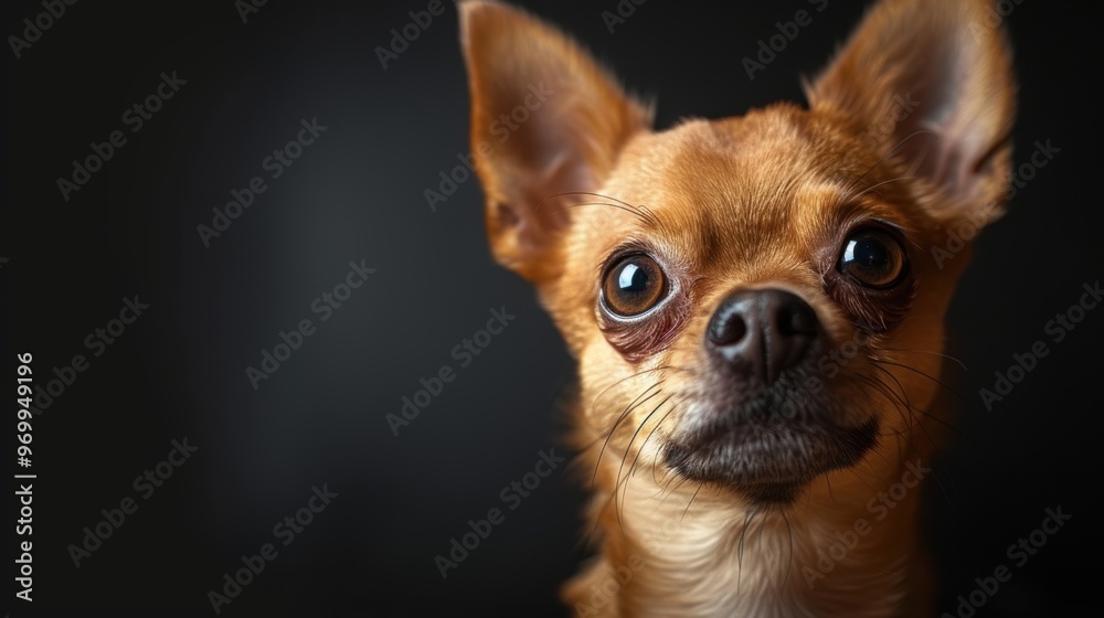 Charming studio portrait of a curious Chihuahua puppy with expressive brown eyes Charming studio portrait of a curious Chihuahua puppy with expressive brown eyes