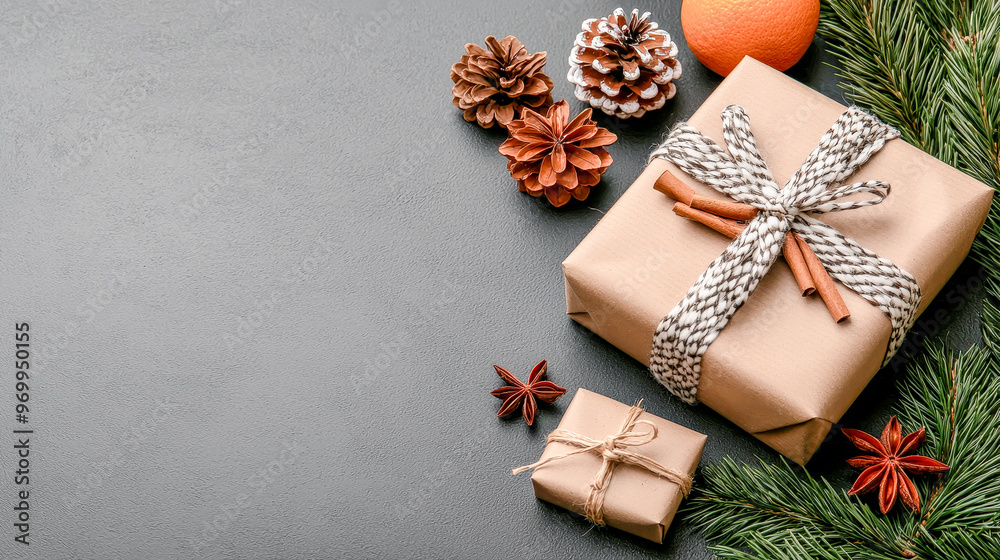 Fototapeta premium Thoughtful Small Gifts Wrapped in Natural Materials A Perfect Symbol of Gratitude and Friendship Celebrating the Spirit of Giving